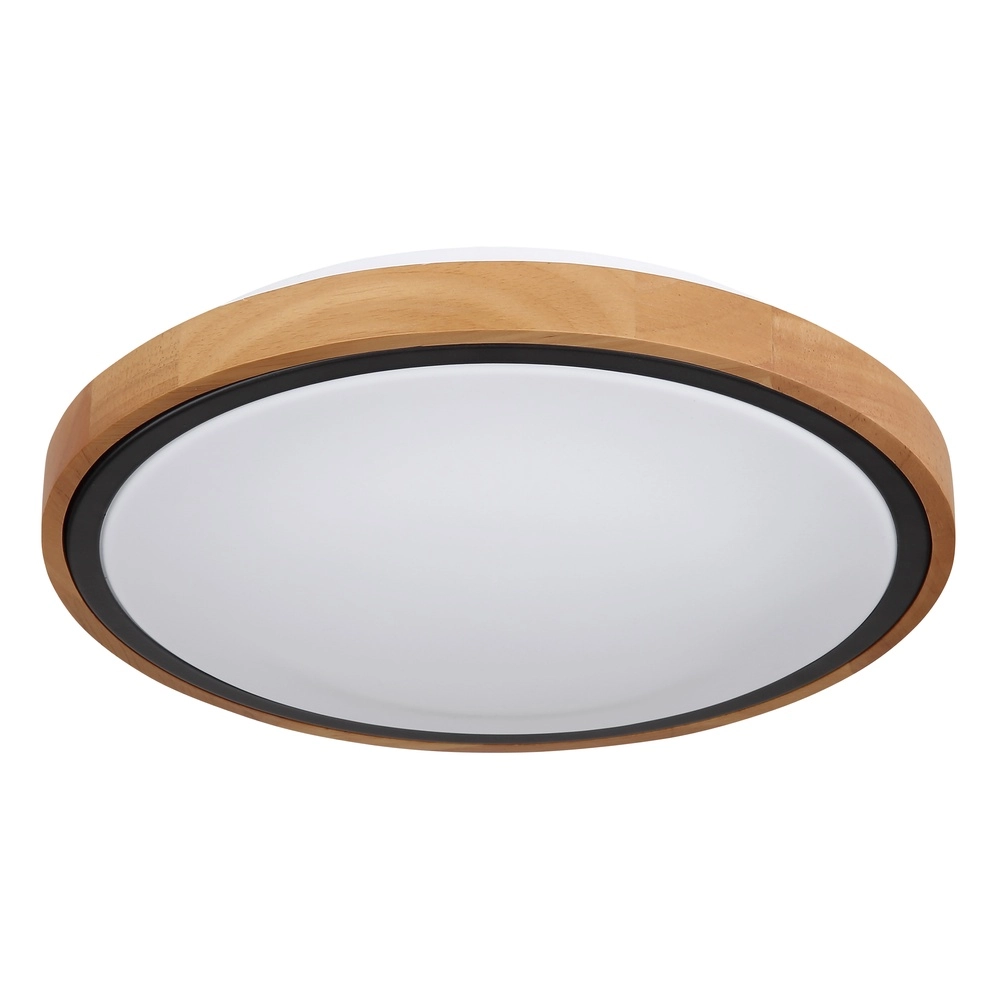 Lampe de plafond Bruno Ø 30,7 cm noir avec bois Globo 9007371430468