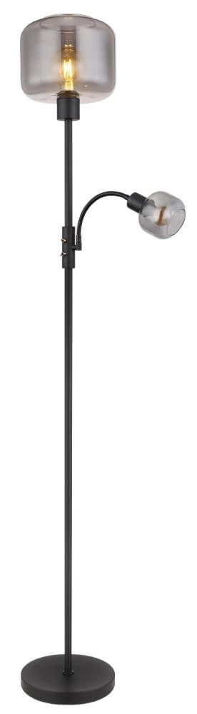 Lampadaire noir Giuseppe verre de fumée Globo 9007371438228