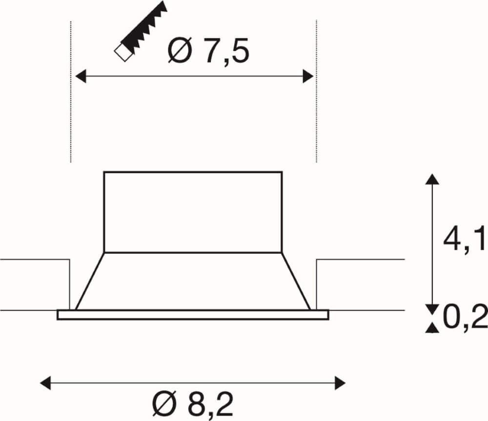 Anneau de montage New Tria 75 rond noir - à encastrer - sans raccord SLV 4024163278331