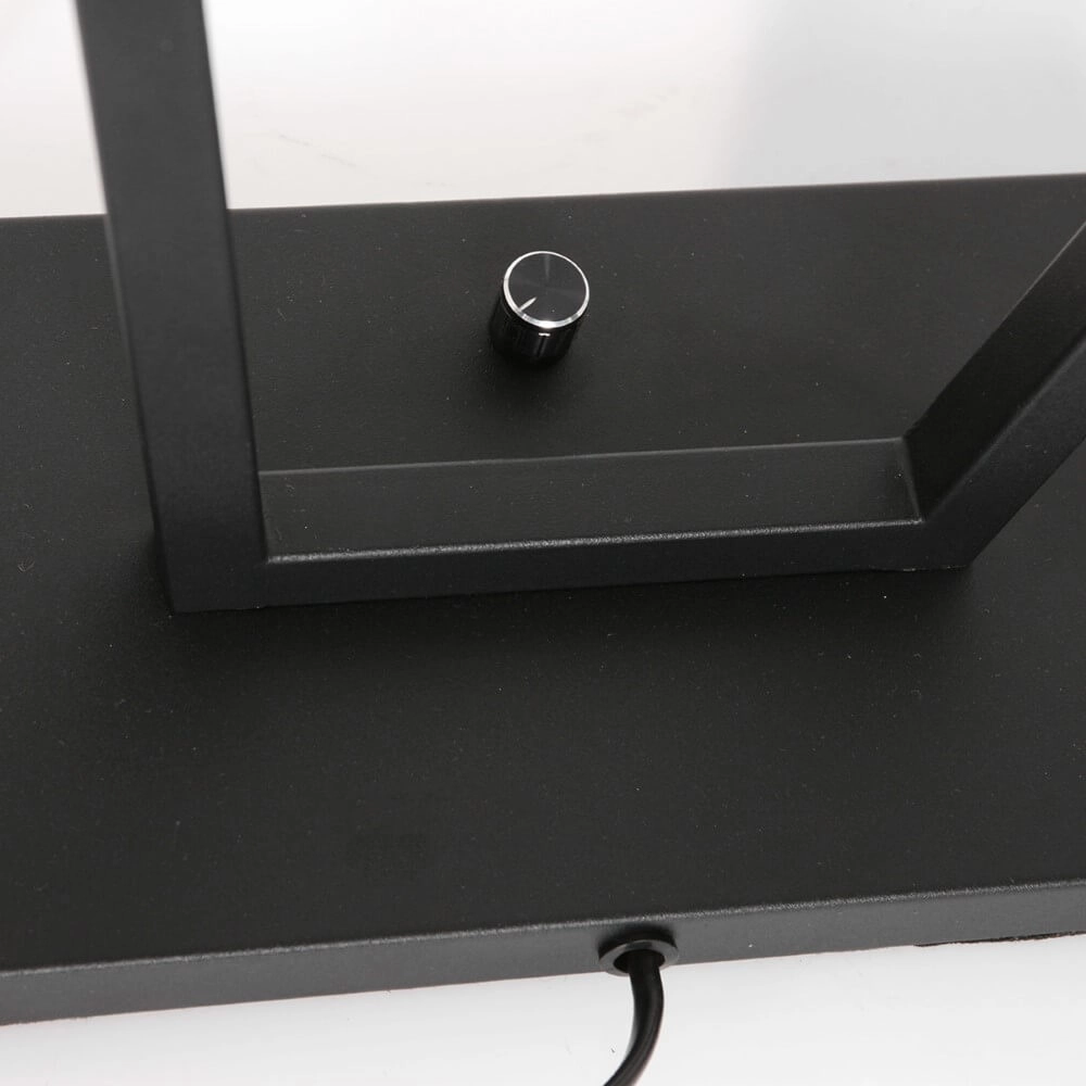 Lampe de table noire Stang avec abat-jour en lin taupe Steinhauer 8712746166873