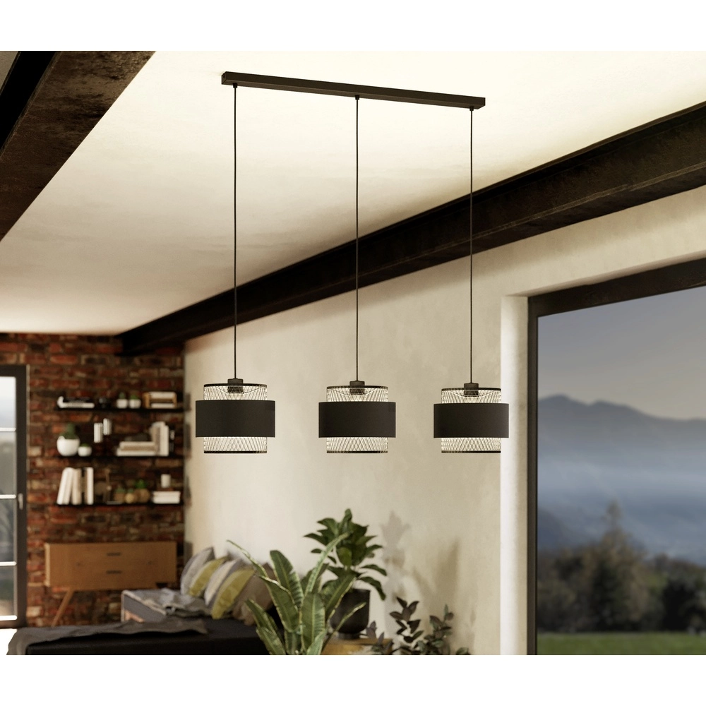 Lampe pendante noire Bazely 3L - Ø 23cm Eglo 9002759436698