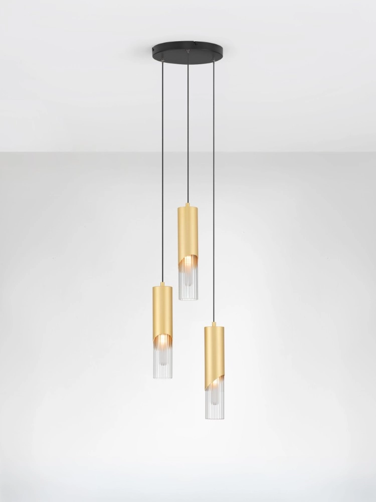 Lampe pendante de conception Modesto Ø 3 feux dorés de 25 cm Lyora 5212063501447
