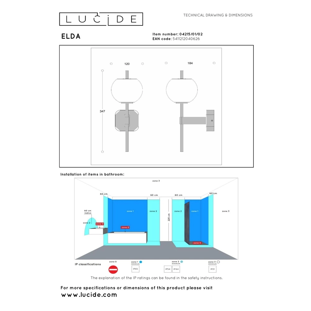 Lampe murale Elda Or Lucide 5411212040626