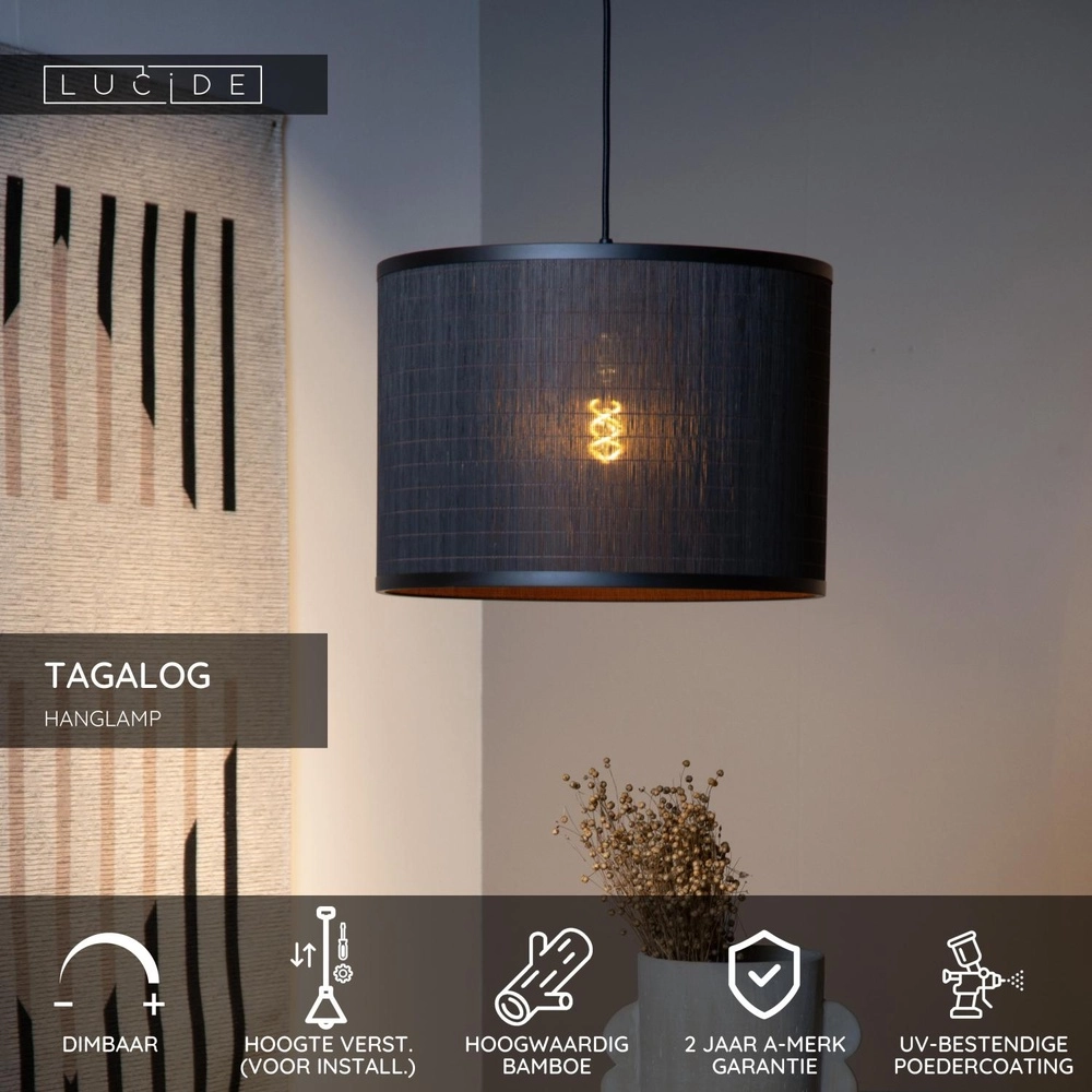 Lampe suspendue Tagalog Ø 40cm noir Lucide 5411212211620