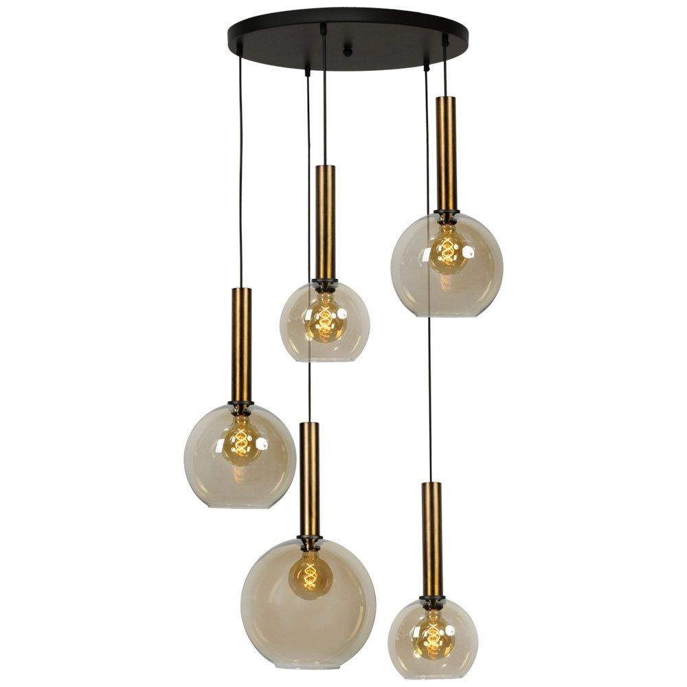Lampe suspendue noire Bella 5 lumières avec de l'or Lampe suspendue noire Bella 5 lumières avec de l'or