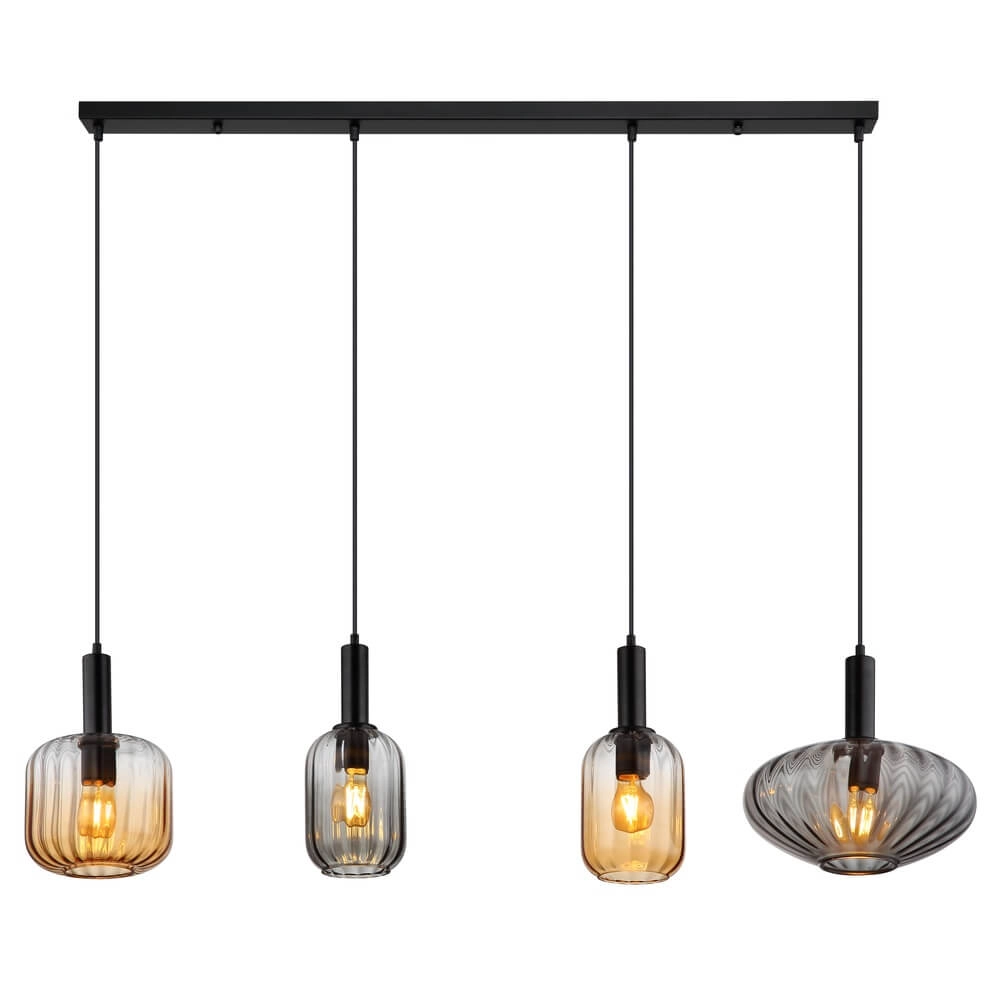 Suspension Valletta avec verre coloré 4 lumières Globo 9007371452866