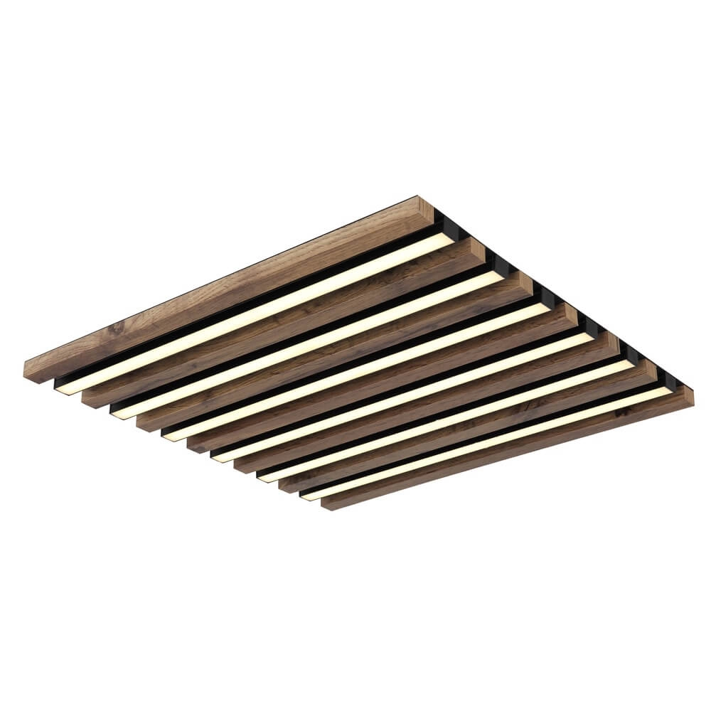 Plafonnier Hayden noir avec carré de bois 45cm Plafonnier Hayden noir avec carré de bois 45cm