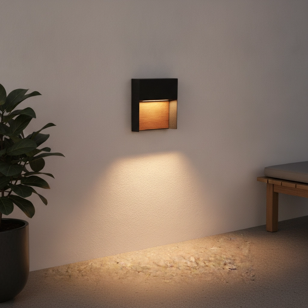 Lampe murale de conception Noray noir avec bois - 2700K