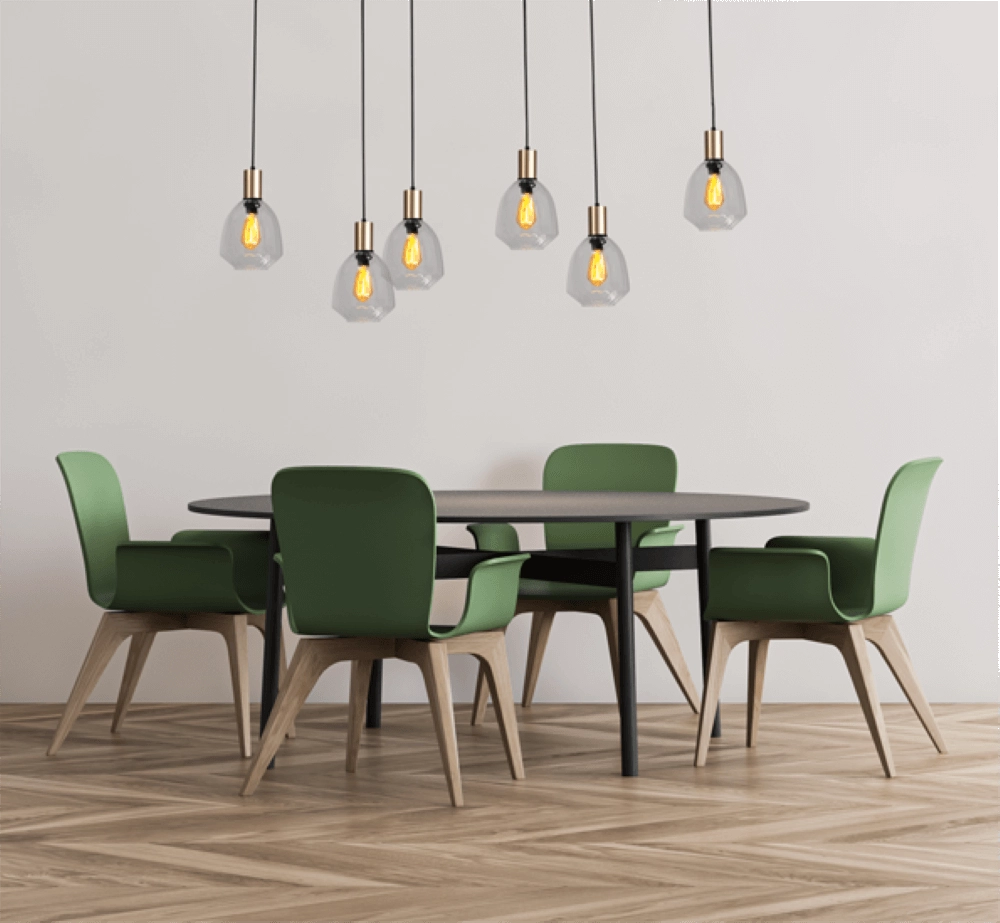 Lampe suspendue 6 lumières - dorée - Porto avec verres transparents Nicolette Masterlight 8718121270609