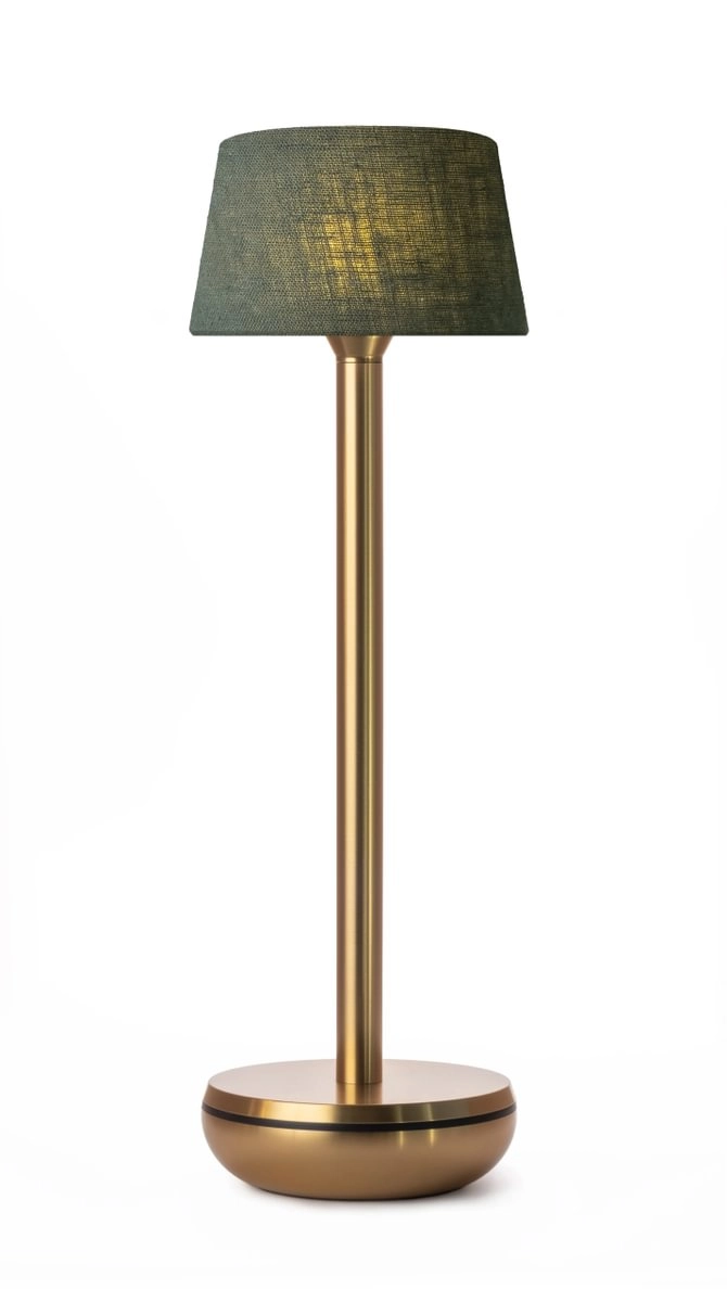 Air Gold/Emerald Linen Lampe de table rechargeable