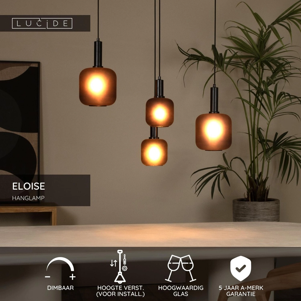 Lampe pendante noire Eloise 4 lumières Lucide 5411212452474