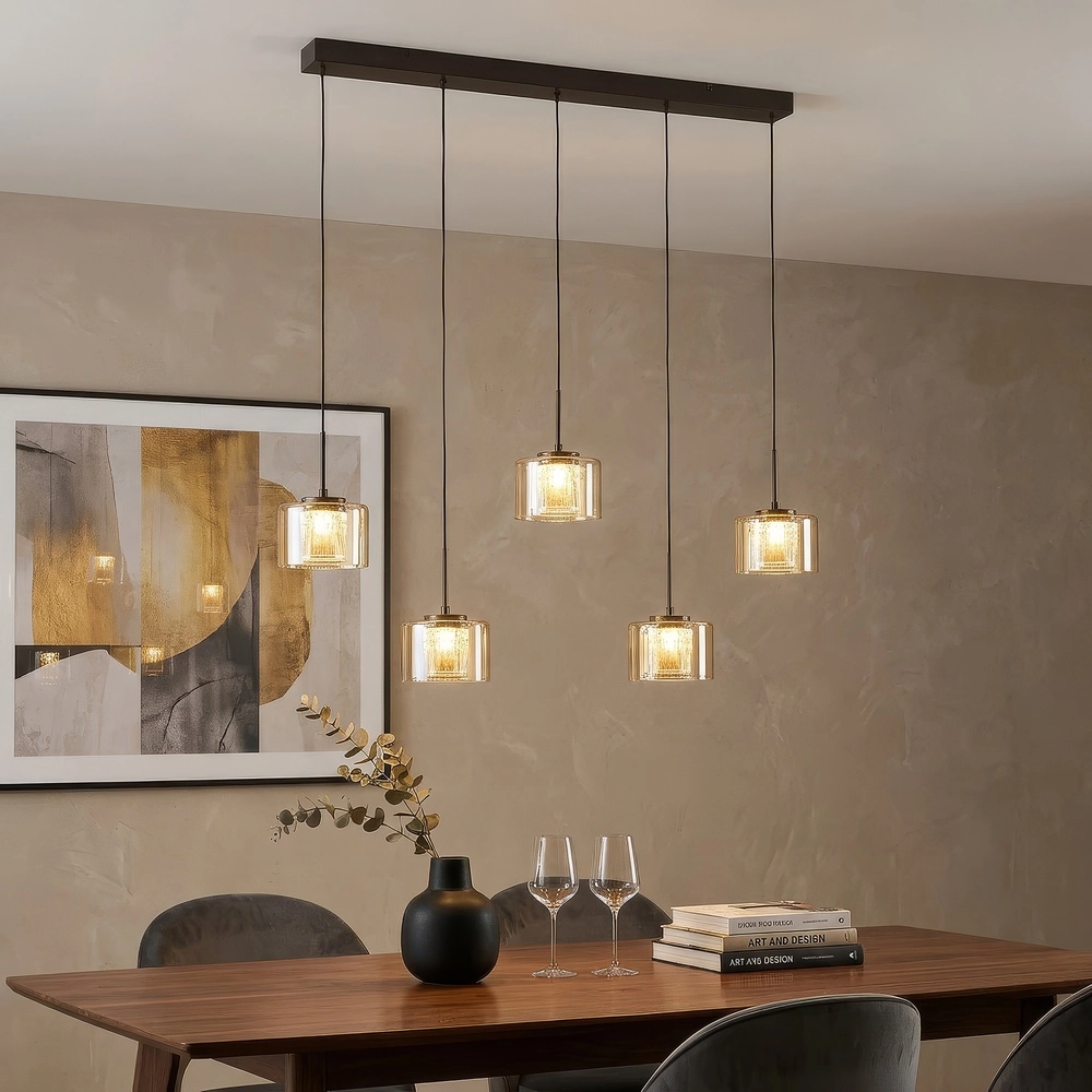 Lampe pendante de conception Tumblers Bronze droit 5 lumières Searchlight 5,05342E+12