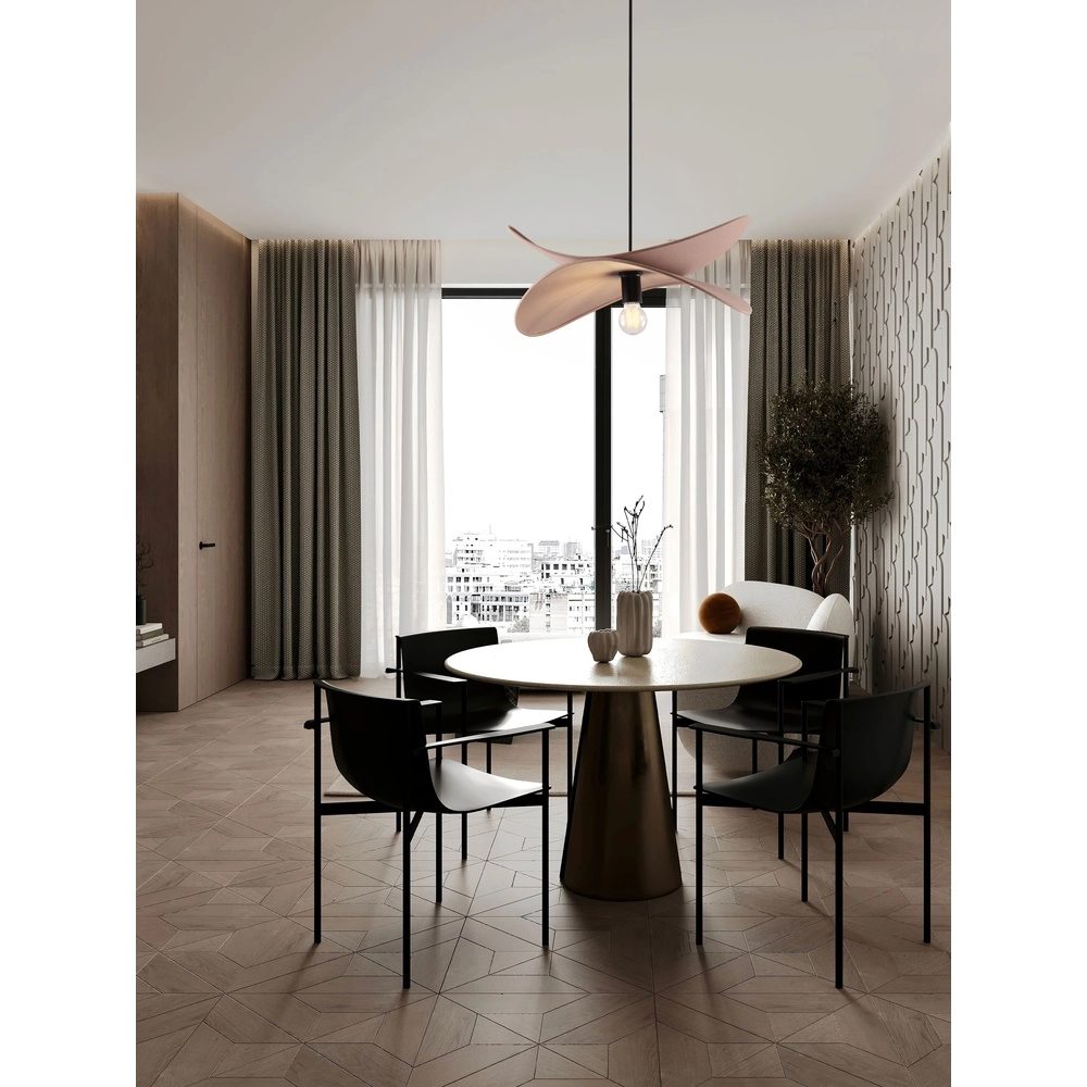 Lampe pendante moderne Luve noir avec marron moka
