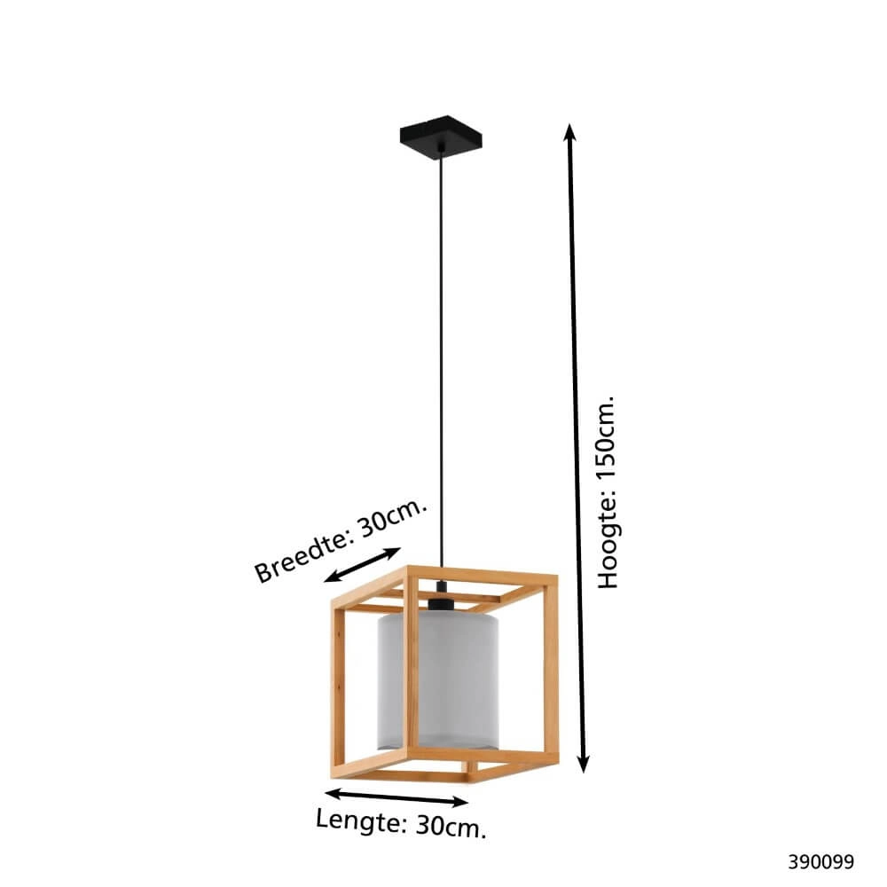 Lampe suspendue en bois Granados avec capuche blanche Stars of Light 9008606223619