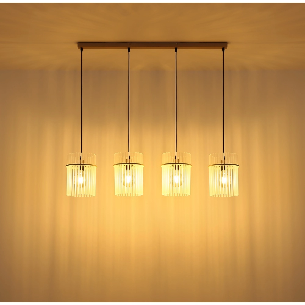 Suspension 4 lumières Gorley brun sable avec verre Globo 9007371572717