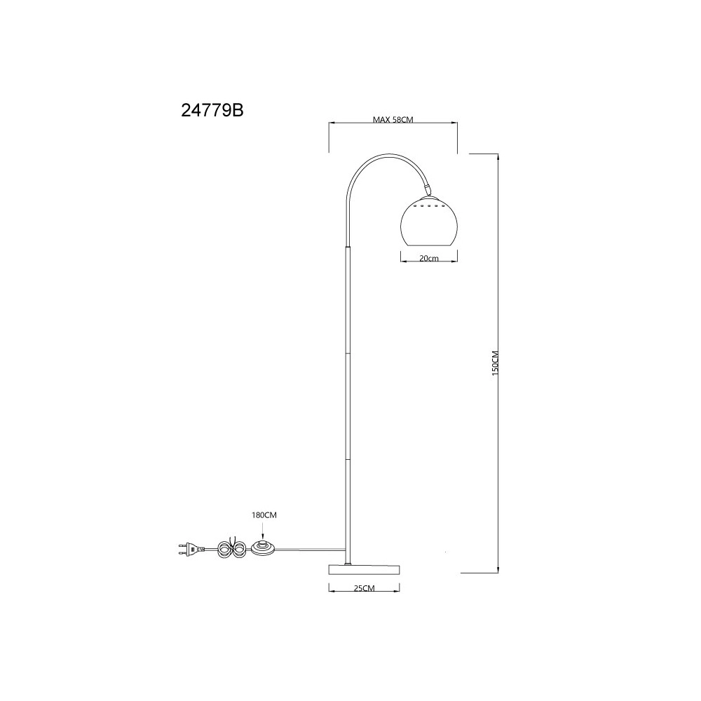 Lampadaire de conception Benno Noir Globo 9007371513932