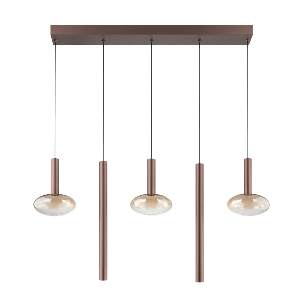 Lampe suspendue Veridian Brun café avec verre ambré Brilliant 4004353477942