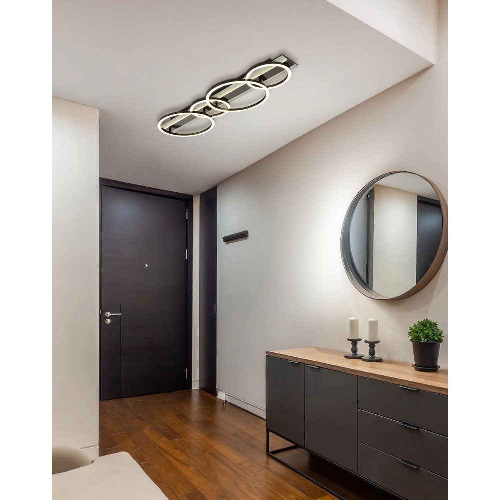 Lampe de plafond noire Norberto 4 anneaux Globo 9007371575831