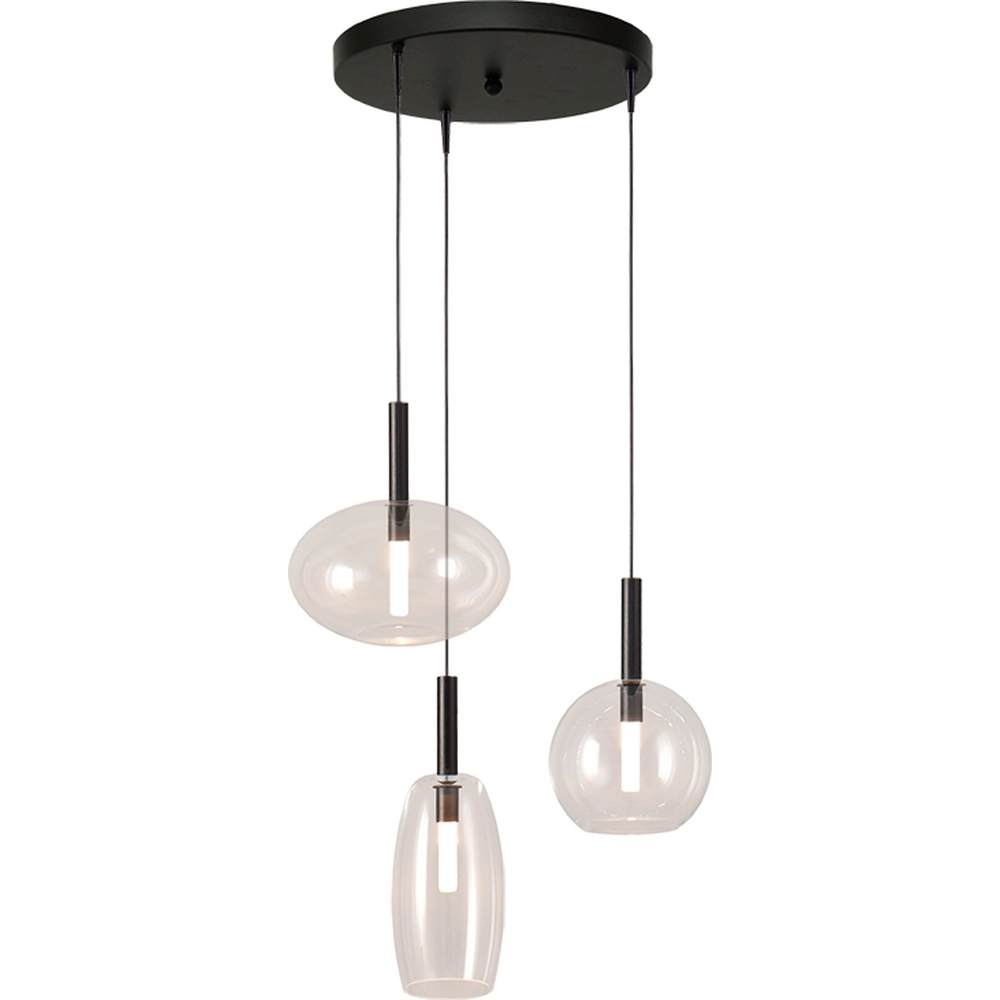 Lampe pendante 3L Vide Lido avec du verre transparent