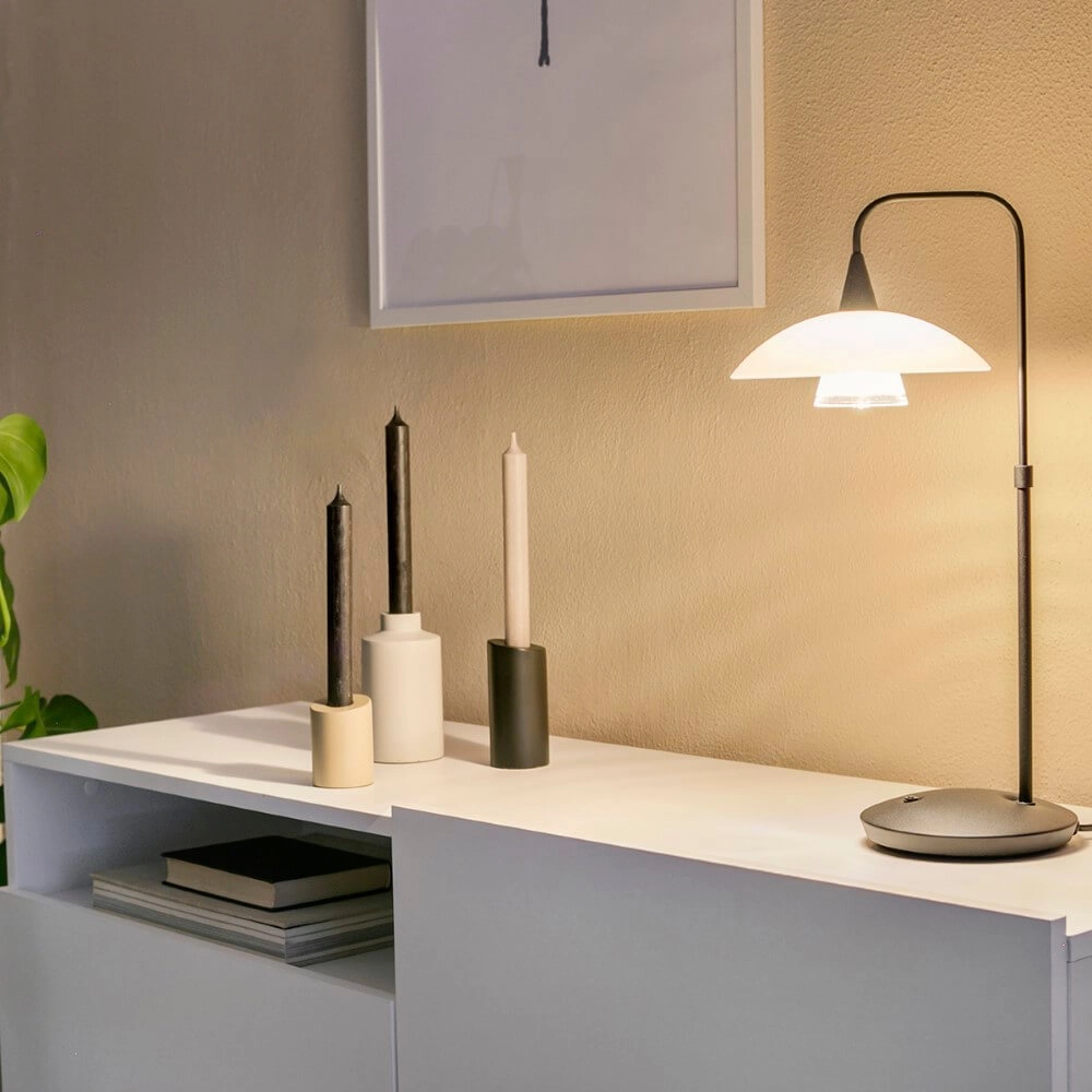 Lampe de table Tallerken noir avec du blanc Steinhauer 8712746133585