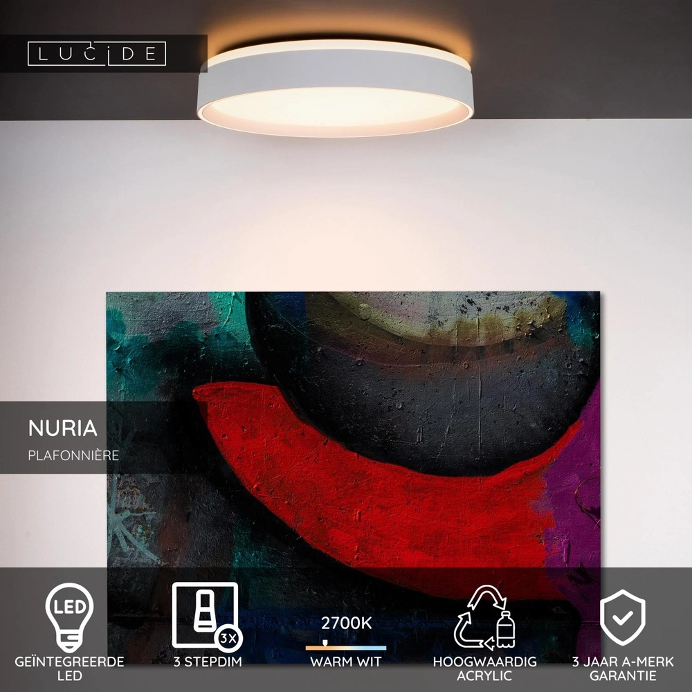 Éclairage de plafond Nuria Ø 30cm de blanc Lucide 5411212791764