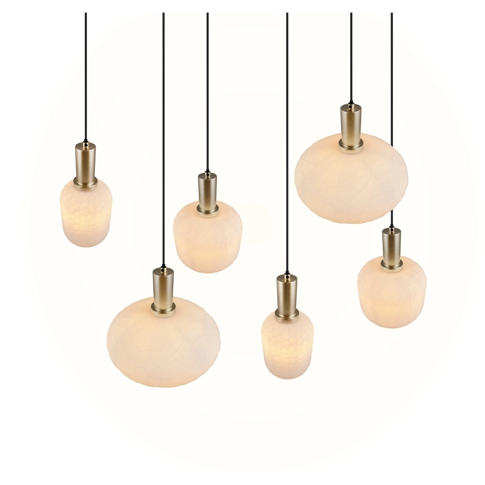 Lampe suspendue à 6 lampes Emelie Or avec verre blanc Trio 4017807724332