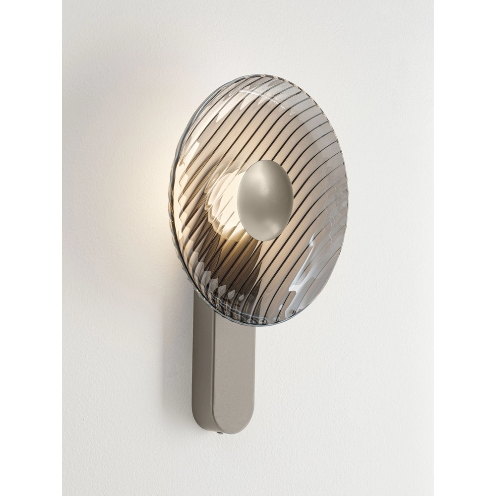 Lampe murale de conception Lavina Gris argenté avec verre fumé Ø 25cm Lyora 5212063501409