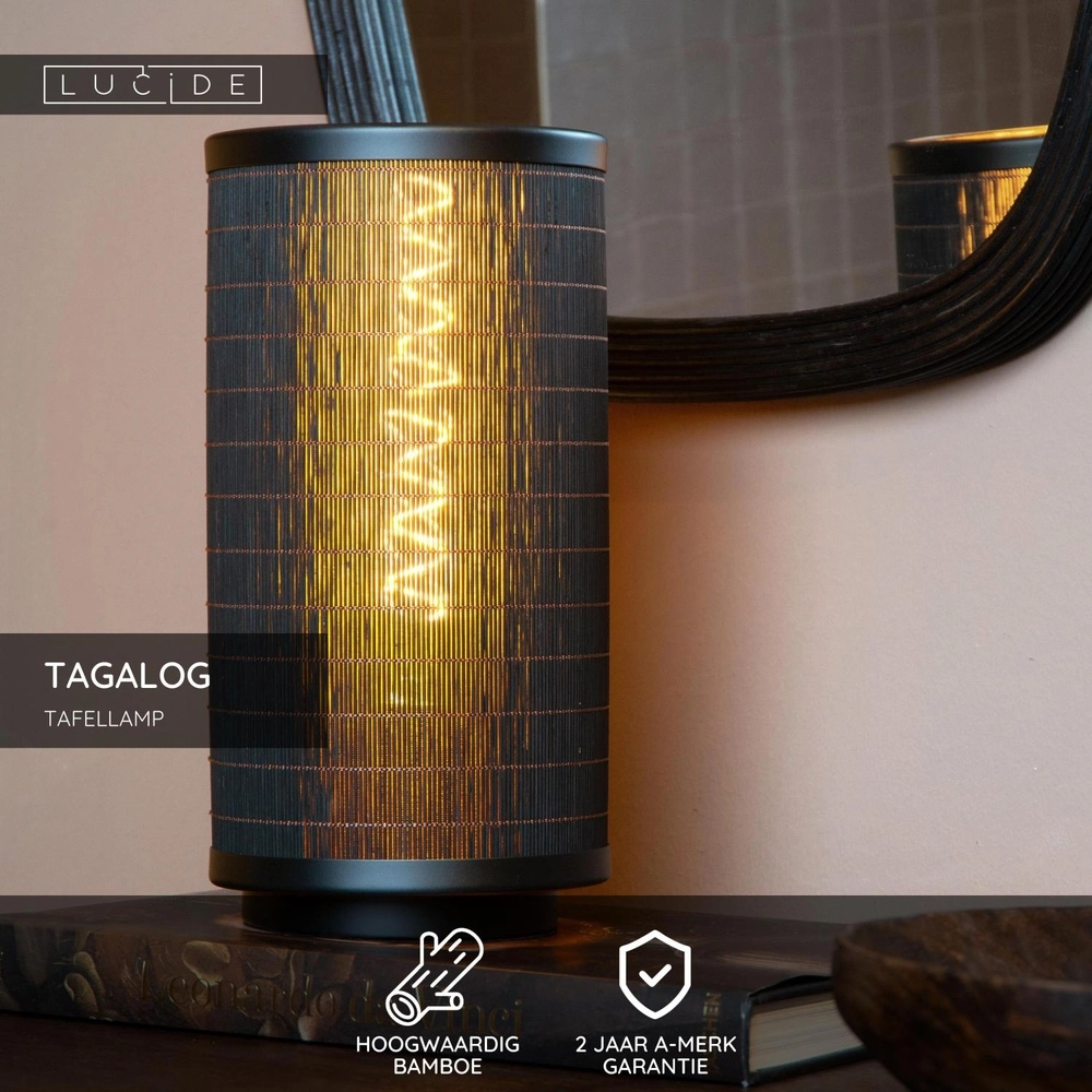 Lampe de table Tagalog Ø 15 cm de noir Lucide 5411212211637