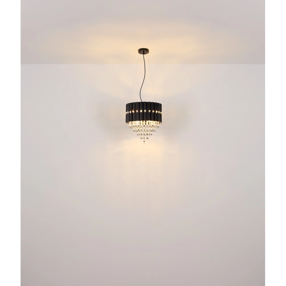 Lampe suspendue Eleos noir avec du cristal Globo 9007371528431
