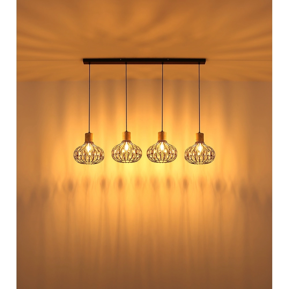 Lampe suspendue à 4 lumières Dorthy Country Black Globo 9007371572069