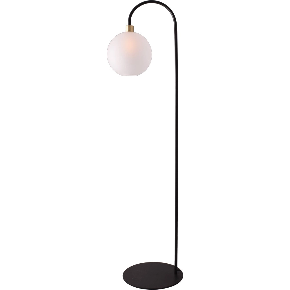 Lampe de pied Lazise noir avec or et verre blanc
