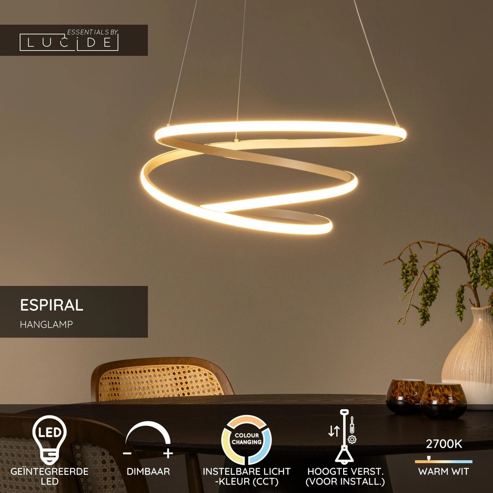 Lampe pendante moderne Espiral marron sable 40W Lucide 5411212782991