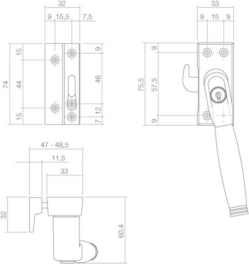 Fermeture de fenêtre Ton 222 Chrome gauche verrouillable Intersteel 8714186130834