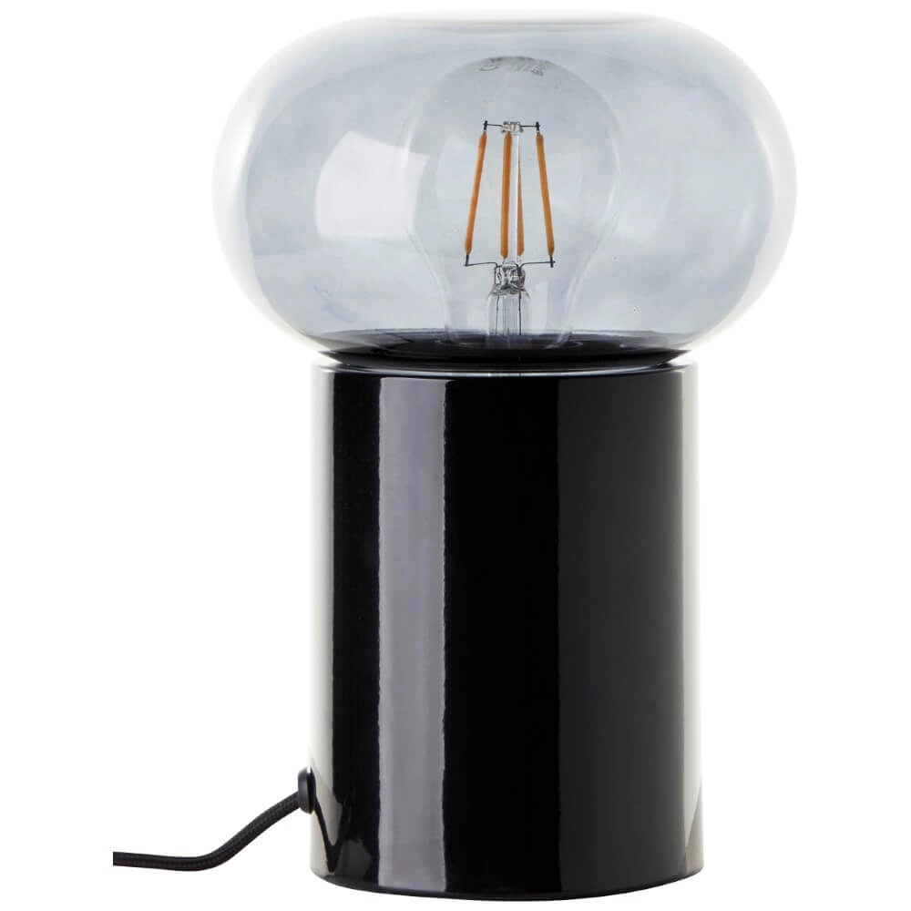 Lampe de table noire Knut avec verre fumé Brilliant 4004353430169