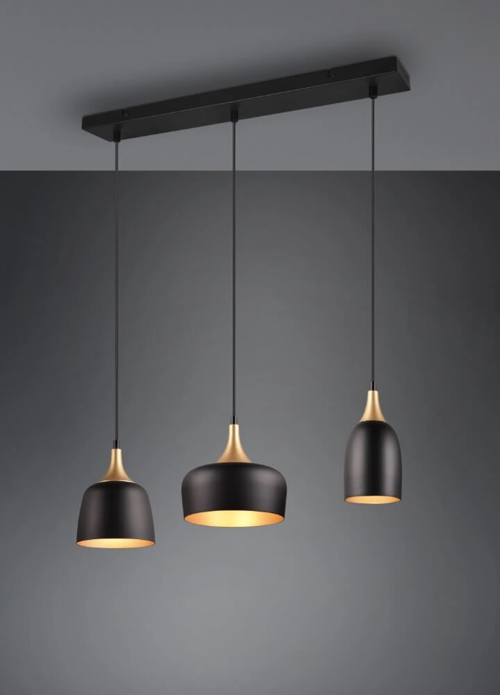 Lampe suspendue design Chiraz noir à 3 lumières Trio 4017807566826