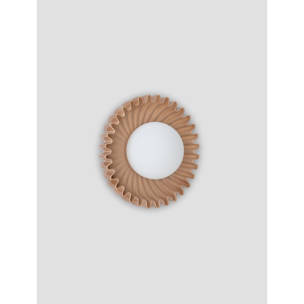 Applique murale Petel brun caramel avec verre blanc Lyora 5212017483973