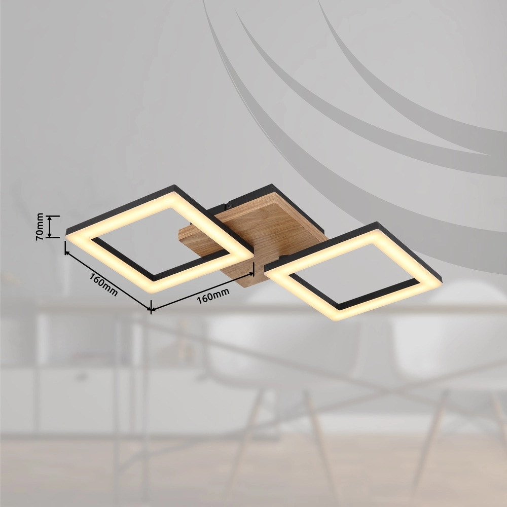 Lampe de plafond à design Kerry noir avec un aspect bois Globo 9007371440221