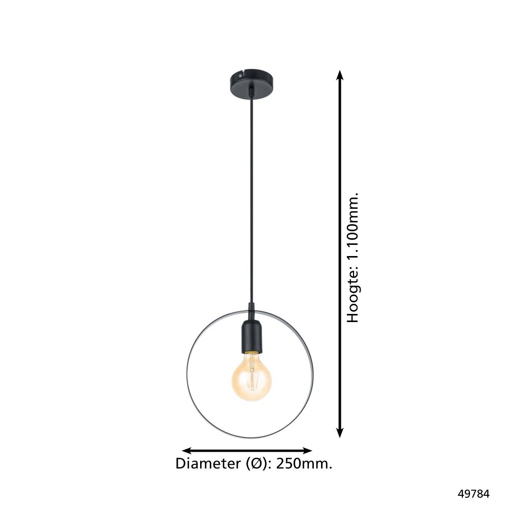 Lampe à suspension Bedington Round noir Eglo 9002759497842