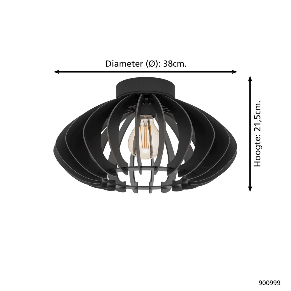 Lampe de plafond en bois Cossano 3 noir - Ø 38cm Eglo 9008606291373