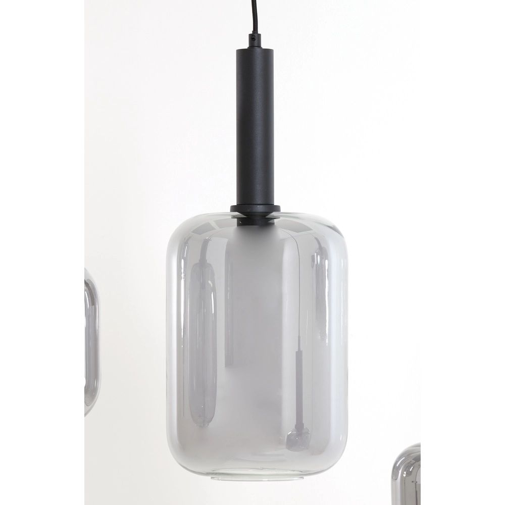 Lampe pendante de table à manger Lekar 5x E27 - noir avec verre fumé Light & Living 8717807638351