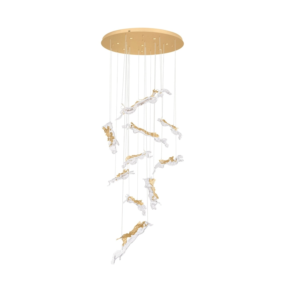 Lampe pendante dorée Avesa avec du verre clair Ø 100 cm Lyora 5212063500440