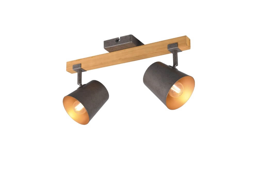 Place Bell 2 lumières gris antique avec bois Trio 4017807502565