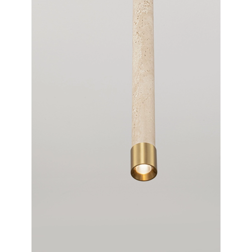 Lampe pendante moderne Muse Or avec travertin brun sable Lyora 5212017495792