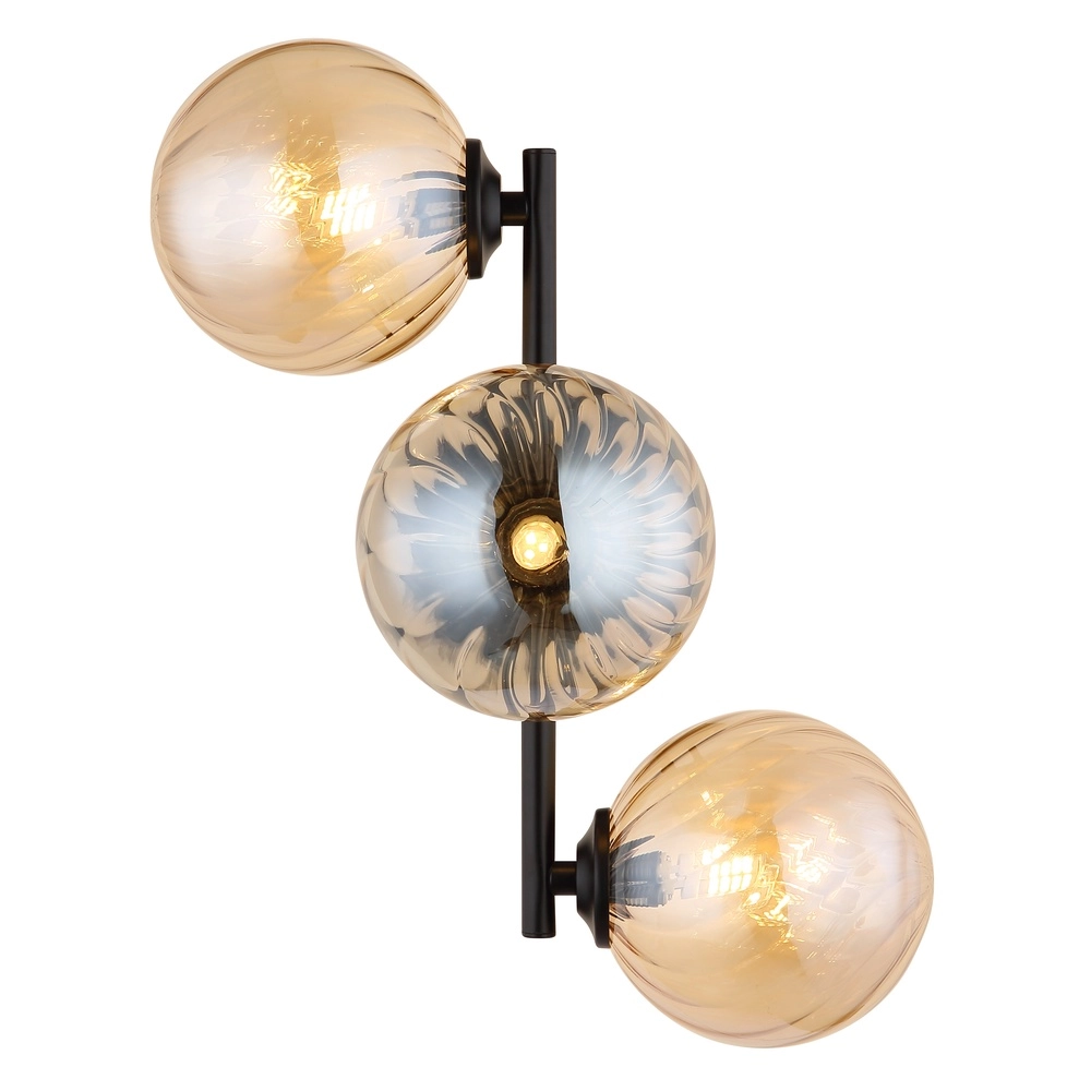 Lampe murale noire Conor avec verre ambré Globo 9007371515189