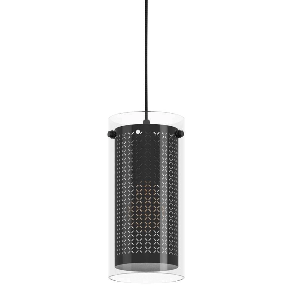 Lampe suspendue Pinto Textil 1 noir avec verre Lampe suspendue Pinto Textil 1 noir avec verre