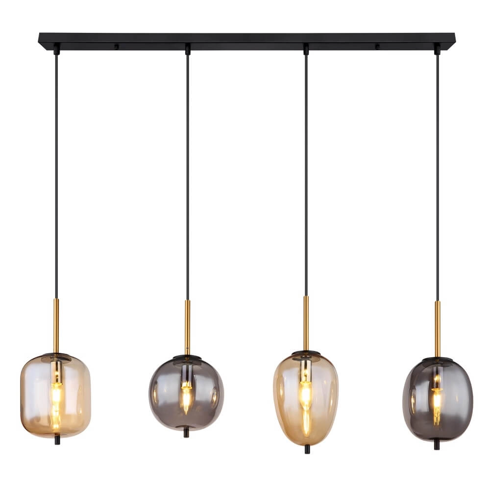 Suspension Blacky Verre ambré et fumé 4 lumières Globo 9007371431717