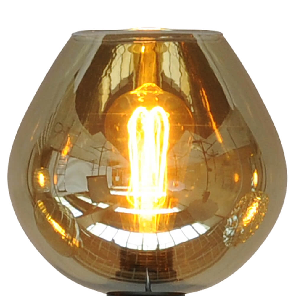 Lampe de table noire Quinto 24cm avec verre fumé Masterlight 8718121214641