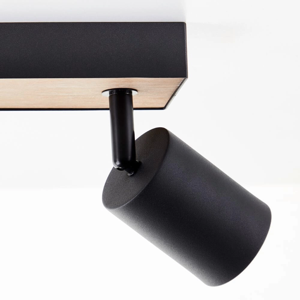 Lampe à 2 lumières Jello Wood noir avec du bois Brilliant 4004353428388