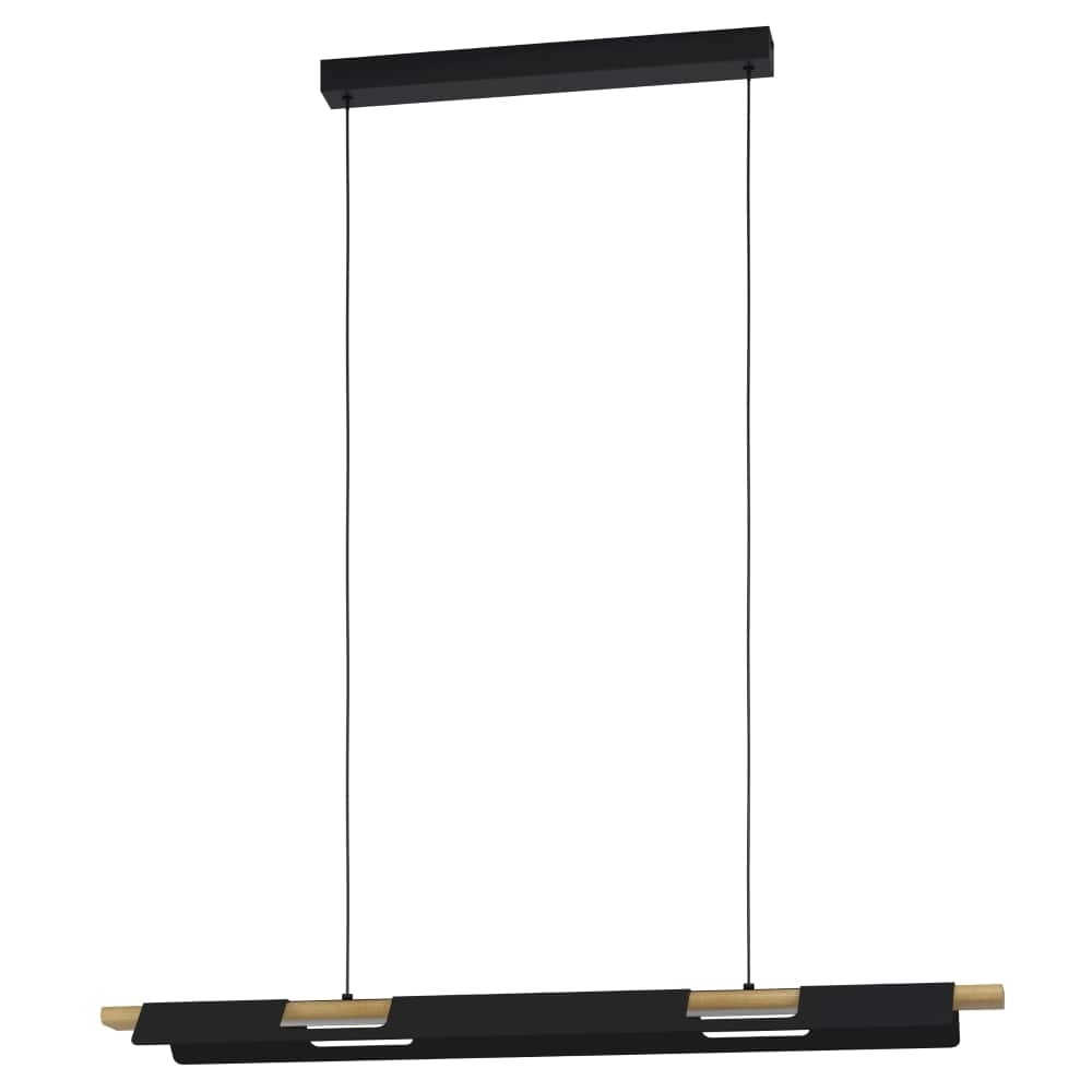 Lampe suspendue de bureau Ermua noir avec du bois