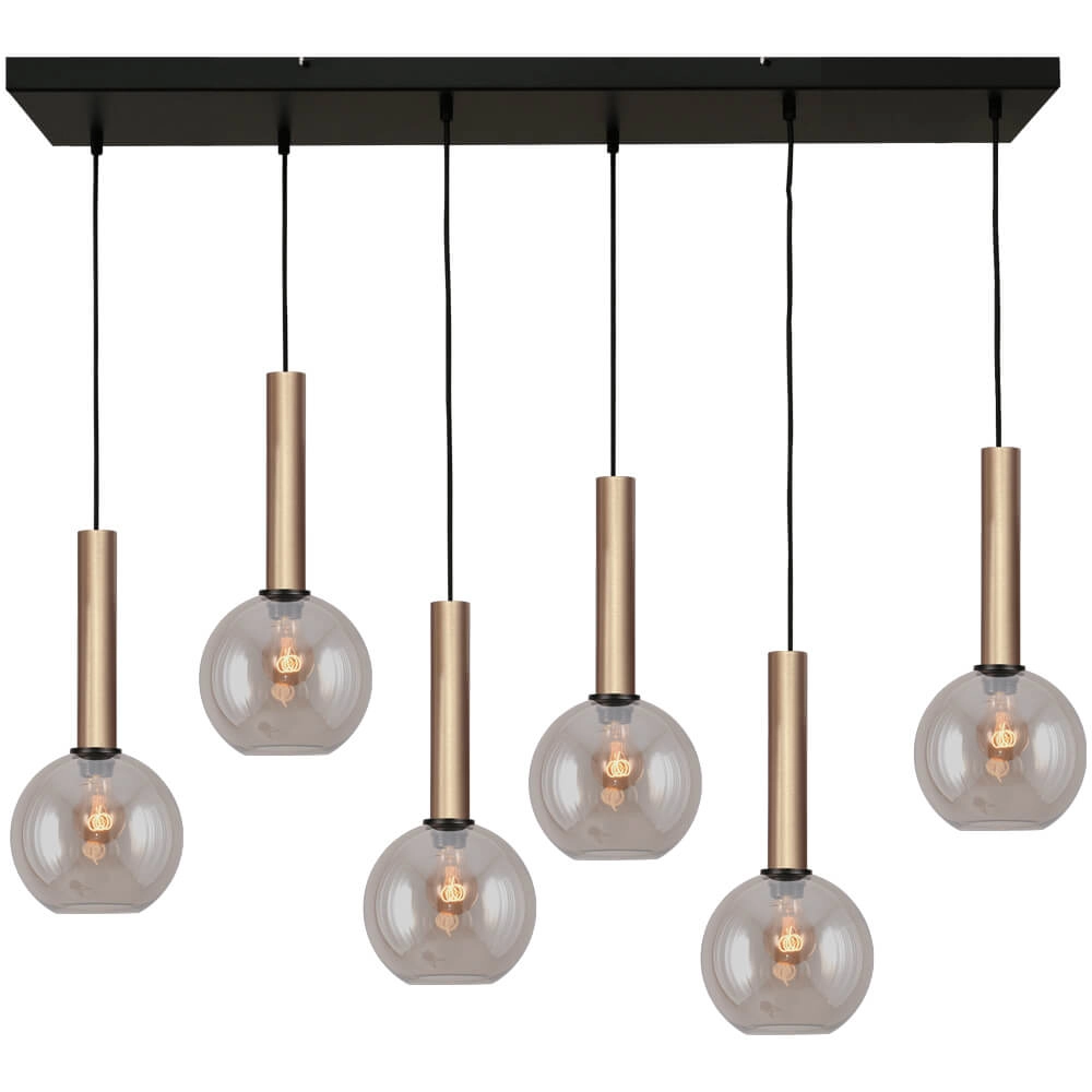 Lampe suspendue 6 lumières Bella 2 avec verre doré Lampe suspendue 6 lumières Bella 2 avec verre doré